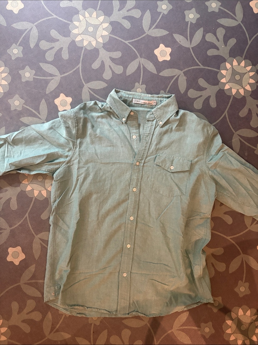 Criquet Mint Green Button-Down Casual Shirt
